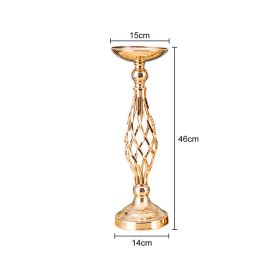 Gold/Silver Wedding Candle Holders Decor Table Centerpiece Pillar Flower Vase Rack Stand Road Lead Floral Bouquet Party Supplies - Gold Small - China