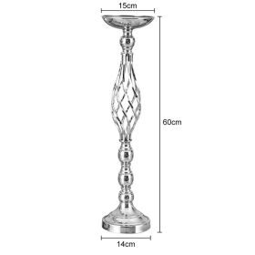 Gold/Silver Wedding Candle Holders Decor Table Centerpiece Pillar Flower Vase Rack Stand Road Lead Floral Bouquet Party Supplies - Silver Large - Chin