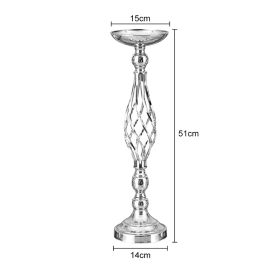 Gold/Silver Wedding Candle Holders Decor Table Centerpiece Pillar Flower Vase Rack Stand Road Lead Floral Bouquet Party Supplies - Silver Middle - Chi