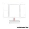 360¬∞ Adjust Foldable Makeup Mirror With LED Light Rechargeable Wireless 1-3X Magnifying 3 Tone Light Desktop Vanity Mirror Table - three lights - CN