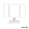 360¬∞ Adjust Foldable Makeup Mirror With LED Light Rechargeable Wireless 1-3X Magnifying 3 Tone Light Desktop Vanity Mirror Table - white light - CN