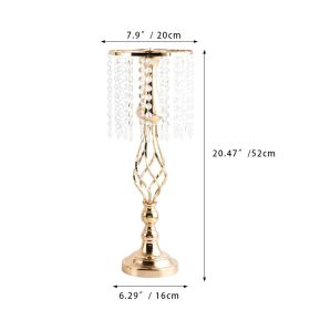 New Luxury Metal Candle Holders with Crystal Flowers Vase Candlestick Table Centerpieces Wedding Table Candle Stand Wedding Prop - Gold-L - CN