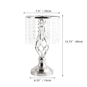 New Luxury Metal Candle Holders with Crystal Flowers Vase Candlestick Table Centerpieces Wedding Table Candle Stand Wedding Prop - Silver-S - CN