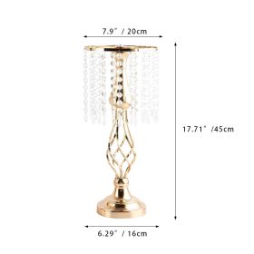 New Luxury Metal Candle Holders with Crystal Flowers Vase Candlestick Table Centerpieces Wedding Table Candle Stand Wedding Prop - Gold-M - CN