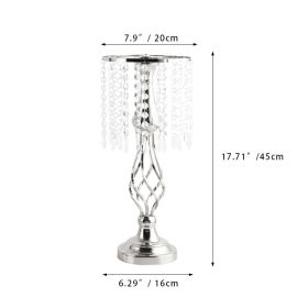 New Luxury Metal Candle Holders with Crystal Flowers Vase Candlestick Table Centerpieces Wedding Table Candle Stand Wedding Prop - Silver-M - CN