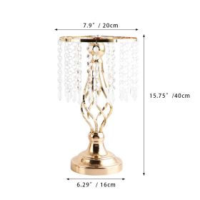 New Luxury Metal Candle Holders with Crystal Flowers Vase Candlestick Table Centerpieces Wedding Table Candle Stand Wedding Prop - Gold-S - CN