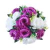 Gold/Silver Wedding Candle Holders Decor Table Centerpiece Pillar Flower Vase Rack Stand Road Lead Floral Bouquet Party Supplies - White Purple - Chin