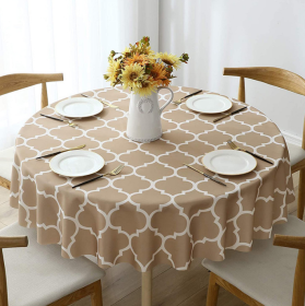 Tablecloth For Round Tables Waterproof Satin Resistant Washable Dining Table Protector - 100*100cm - khaki