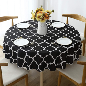 Tablecloth For Round Tables Waterproof Satin Resistant Washable Dining Table Protector - 152*152cm - black