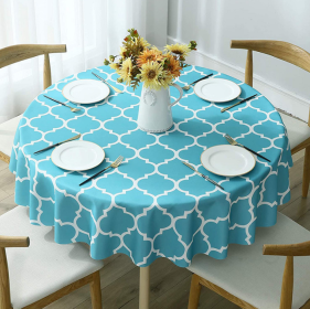 Tablecloth For Round Tables Waterproof Satin Resistant Washable Dining Table Protector - 120*120cm - blue