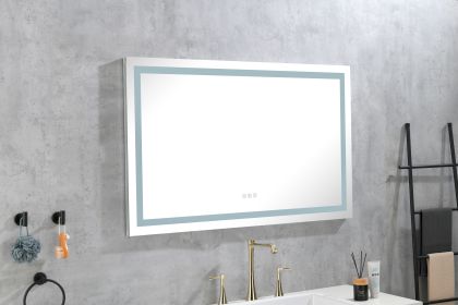 48 x 36 Inch LED Mirror Bathroom Vanity Mirrors with Lights;  Wall Mounted Anti-Fog Memory Large Dimmable Front Light Makeup Mirror - White