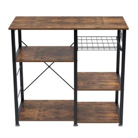 3-Tier Kitchen storage shelf;  Baker's Rack ; Microwave Stand with Storage for Kitchen Dining Room Living room - Rustic Brown