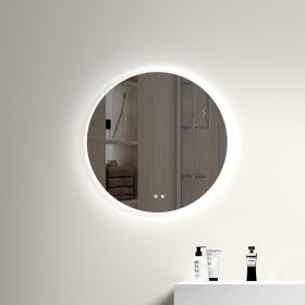 œÜ20" Modern LED Backlit Bathroom Mirror with US standard plug, Diffused Soft Light, Defogging Function, CRI>90, Adjustable Light Brightness & Tempera