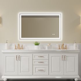 48√ó30 inch LED-Lit bathroom tempered mirror, wall mounted anti-fog memory Adjustable Brightness front and back light Rectangular Vanity mirror - as P