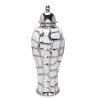 Regal White and Silver Ceramic Decorative Ginger Jar - as Pic