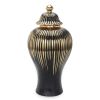 Black with Gold Design Ceramic Decorative Ginger Jar Vase - as Pic