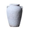 Artisan Ceramic Grey Stone Vase 7"D x 10.5"H - Country Charm for Your Home - as Pic