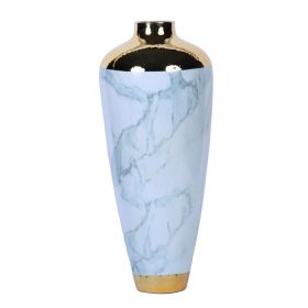 Elegant Celadon Marble Ceramic Vase with Gold Accents - Timeless Home Decor - as Pic