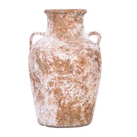 Artisan Ceramic Aged Terracotta Vase - Country Charm for Your Home - as Pic