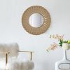 18.5" Transitional Beaded Sunburst Mirror, Round Accent Wall Mirror for Living Room, Entryway, Bathroom, Office, Foyer - as Pic