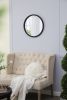 20" x 20" Circle Wall Mirror with Wooden Frame and Black Finish, Wall Mirror for Living Room, Dining Room, Foyer, Bathroom, Office - as Pic