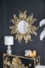 38" Sunburst Metal Decorative Mirror with Gold Finish, Boho Wall Decor Sun Mirror for Living Room Bathroom Enterway - as Pic