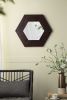 18.5" x 18.5" Hexagon Mirror with Solid Wood Frame, Wall Decor for Living Room Bathroom Hallway, Dark Brown - as Pic