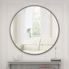 Wall Mirror 39 Inch Black Circular Mirror Metal Framed Mirror Round Vanity Mirror Dressing Mirror, for Bathroom, Living Room, Bedroom Wall Decor - as