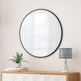 Wall Mirror 28 Inch Black Circular Mirror Metal Framed Mirror Round Vanity Mirror Dressing Mirror, for Bathroom, Living Room, Bedroom Wall Decor - as