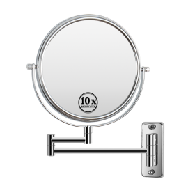 8-inch Wall Mounted Makeup Vanity Mirror, 1X / 10X Magnification Mirror, 360¬∞ Swivel with Extension Arm (Chrome Finish) - as Pic