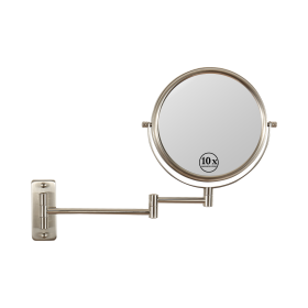 8-inch Wall Mounted Makeup Vanity Mirror, 1X / 10X Magnification Mirror, 360¬∞ Swivel with Extension Arm (Brushed Nickel) - as Pic