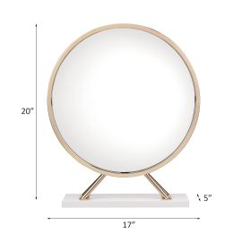 ACME Midriaks Mirror & Stool in PU, White & Gold Finish AC00723 - as Pic