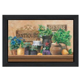 "Antiques and Herbs" By Ed Wargo, Printed Wall Art, Ready To Hang Framed Poster, Black Frame