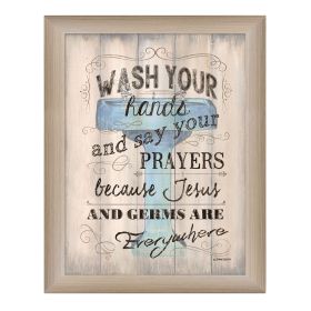 "Wash your Hands" By Debbie DeWitt, Printed Wall Art, Ready To Hang Framed Poster, Beige Frame