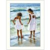 "Two Girls at the Beach" By Georgia Janisse, Printed Wall Art, Ready To Hang Framed Poster, White Frame - as Pic