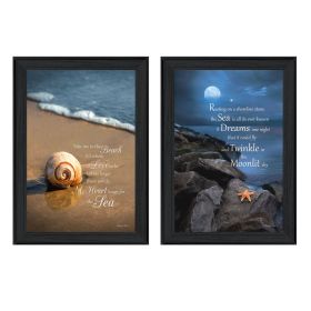 "Sea Dream Collection" 2-Piece Vignette By Robin-Lee Vieira, Printed Wall Art, Ready To Hang Framed Poster, Black Frame - as Pic