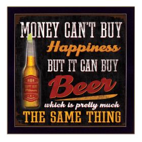 "Money Can't Buy Happiness" By Mollie B., Printed Wall Art, Ready To Hang Framed Poster, Black Frame - as Pic