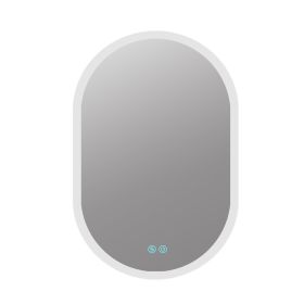 36X24 Inch Bathroom Mirror with Lights, Anti Fog Dimmable LED Mirror for Wall Touch Control, Frameless Oval Smart Vanity Mirror Vertical Hanging - as