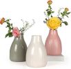 Vase Set of 3, Decorative Ceramic Vase, Vase for Decor Home Living Room Office Parties Wedding, 3.7" Wide 5.5" Tall - Morandi