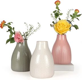 Vase Set of 3, Decorative Ceramic Vase, Vase for Decor Home Living Room Office Parties Wedding, 3.7" Wide 5.5" Tall - Morandi