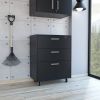 Penny Storage Cabinet, Three Drawers , Four Casters - Black