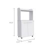 Rockford Kitchen Cart, Open Shelf, Double Door Cabinet, Two Interior Shelves - White