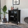 Future Bar Cabinet, Six Built-in Wine Rack, One Open Drawer, One Open Shelf, Carbon Espresso - Black