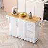 Kitchen Island Cart with 2 Door Cabinet and Three Drawers,43.31 Inch Width with Spice Rack,Towel Rack - White