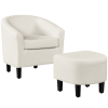 Barrel Accent Chair with Ottoman - Ivory Boucle Fabric