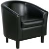 Barrel Accent Chair with Ottoman - Black Faux Leather