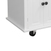 Kitchen Island Cart with Two Storage Cabinets and Two Locking Wheels,43.31 Inch Width,4 Door Cabinet and Two Drawers,Spice Rack, Towel Rack - White