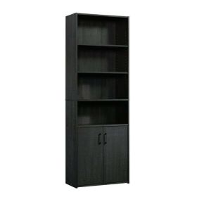 Traditional 5 Shelf Bookcase with Doors - Black