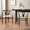 Springwood Wishbone Chair 2 Pack, Metal Base with Black Finish for Indoor - Black