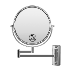 8-inch Wall Mounted Makeup Vanity Mirror, 1X / 7X Magnification Mirror, 360¬∞ Swivel with Extension Arm (Chrome Finish) - Chrome